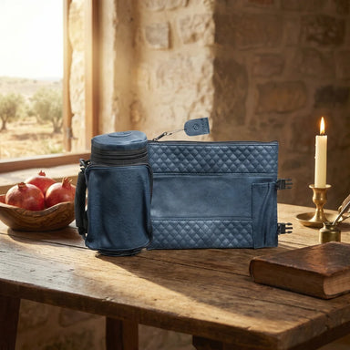 Leatherette Thermal Tefillin & Tallit Protective Case "Tik-taf" 22 Cm-navy - Dark Blue
