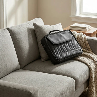 PU Leathere Fabric Talit 43*36 cm with Handle- Black