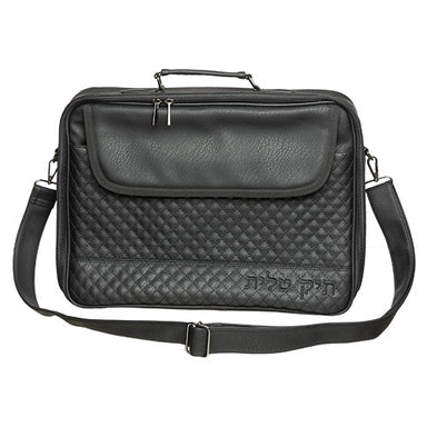 PU Leathere Fabric Talit 43*36 cm with Handle- Black