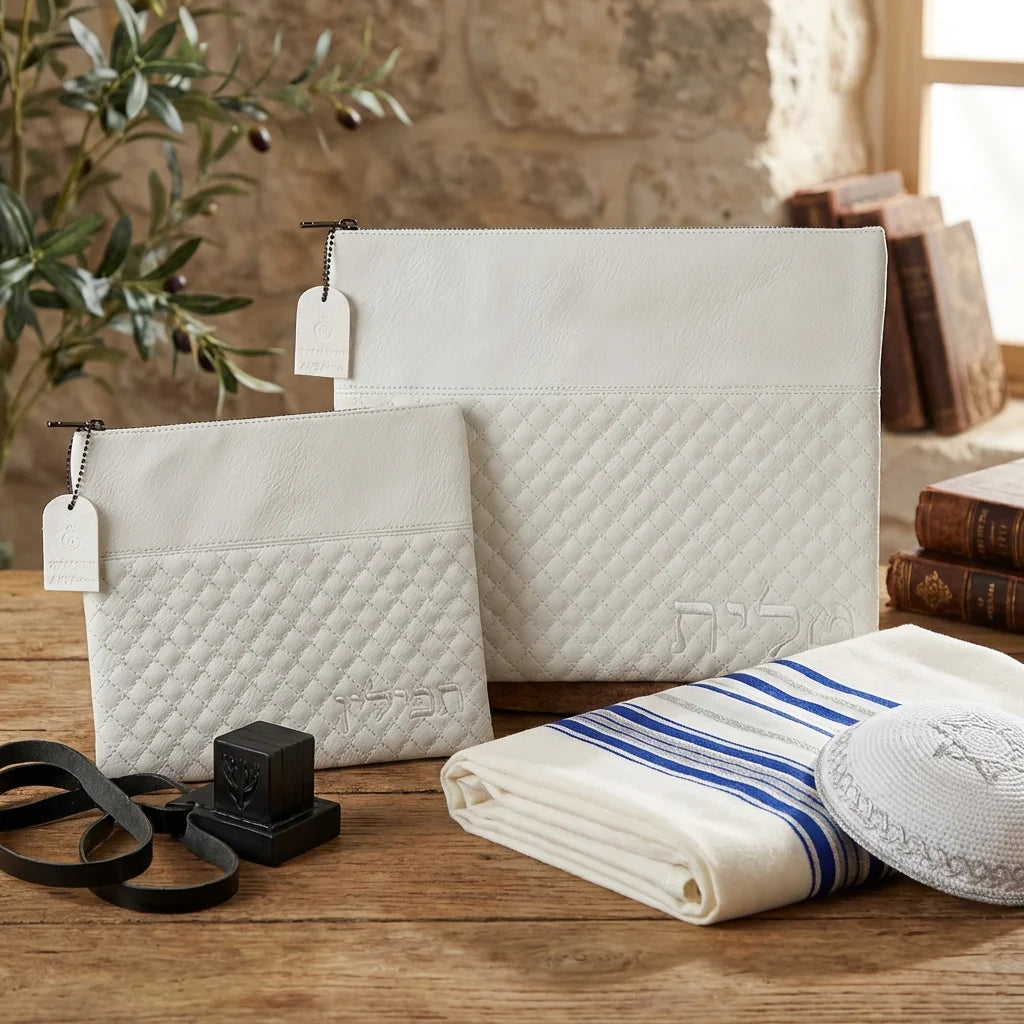 Leatherette Tallit - Tefililn Set 36*29 cm with Embroidery