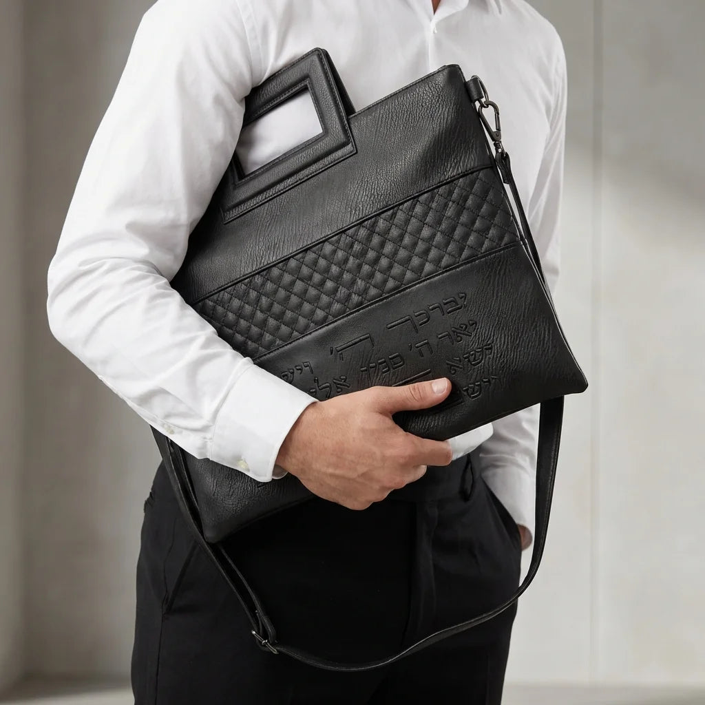 Leatherette Talit & Tefilin Set 38*33 cm - Black