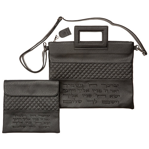 Leatherette Talit & Tefilin Set 38*33 cm - Black