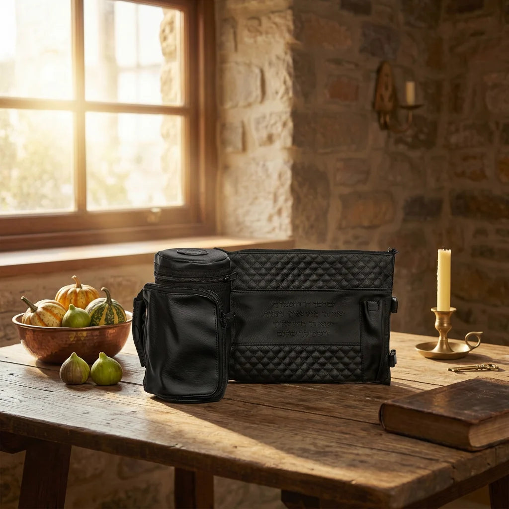 Leatherette Thermal Tefillin & Tallit Protective Case "Tik-taf" 22 cm- Black