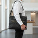 PU Leathere Fabric Talit & Tefilin Set 38*31 cm - Black with Embossed Logo - Gold