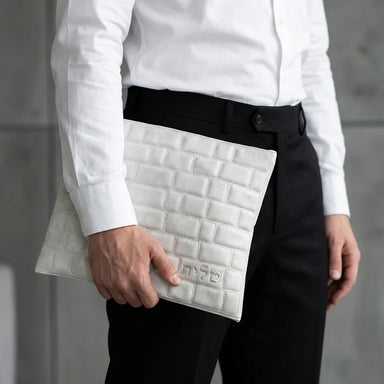 Leatherette Tallit - Tefillin Set 36*29 cm with Embossed Logo - Gray