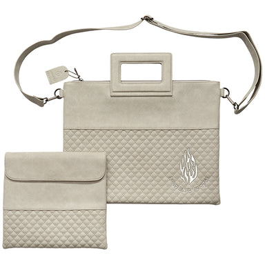 PU Leathere Fabric Talit & Tefilin Set 38*31 cm with Handles&embossed Logo - Gray