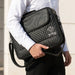 PU Leathere Fabric Talit 43*36 cm with Handle- Black with Embossed Letters