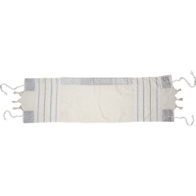 Fabric Scarf 30*105 cm White with Silver Stripes