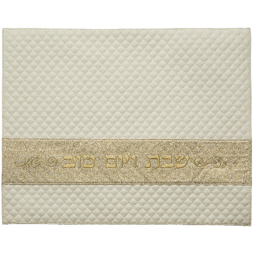 Leatherette Challah Cover 42x52 cm with Embossed Logo - White