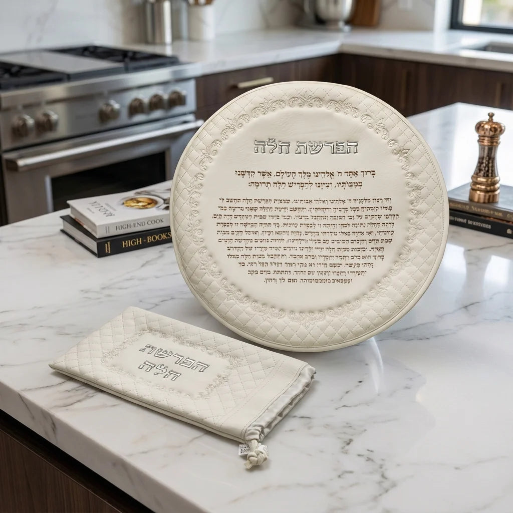 Leatherette "Hafrashat Challah" Blessings- White 40 cm