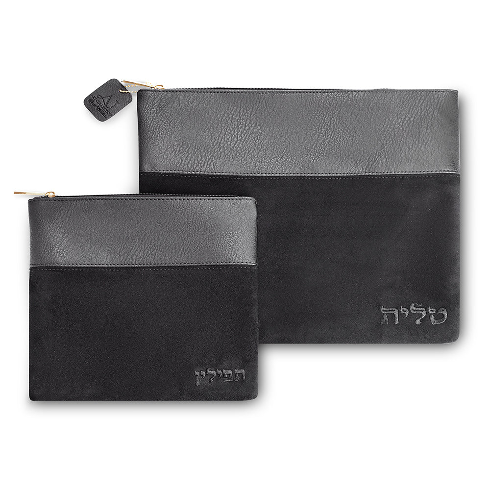 Leatherette Tallit - Tefillin Set 36*30 cm - Black