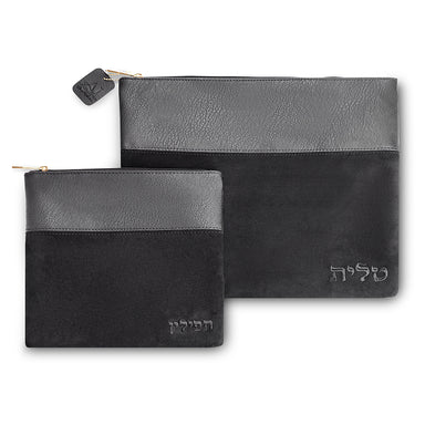 Leatherette Tallit - Tefillin Set 36*30 cm - Black