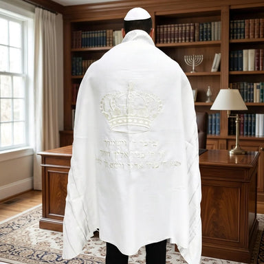 Talit Mofet Size 60 140*185 cm with Silver Stripes - with Embroidery