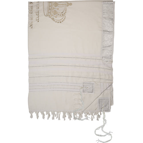 Talit Mofet Size 60 140*185 cm with Silver Stripes - with Embroidery