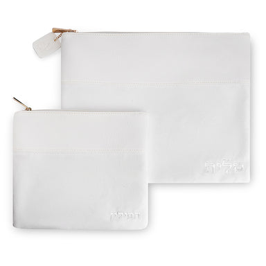 Leatherette Tallit - Tefillin Set 36*30 cm - White