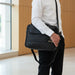 PU Leathere Fabric Talit 43*36 cm with Handle- Black with Embossed Letters