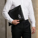Leatherette Tallit - Tefillin Set 36*29 cm with Embossed Logo - Black