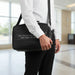 PU Leathere Fabric Talit 23*36 cm with Handle- Black with Embossed Letters