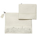 Leatherette Tallit - Tefillin Set 36*29 cm White with Embossed Texture