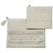 Leatherette Tallit - Tefillin Set 36*29 cm Gray with Embossed Texture - Silver
