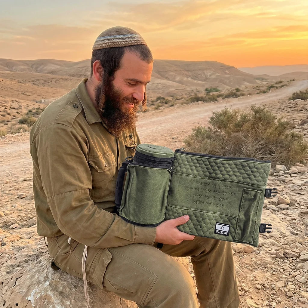 Leatherette Thermal Tefillin & Tallit Protective Case "Tik-taf" 22 cm- Green