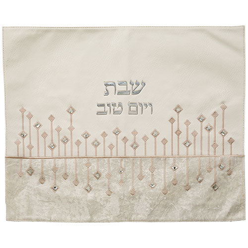 Leatherette Challah Cover 45*55 cm with Embossed Logo - Silver, White