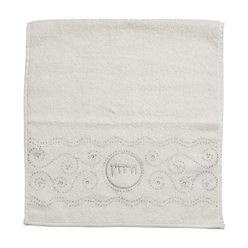 A Pair of White Hand Towels with Fancy Stones, 72x34 cm