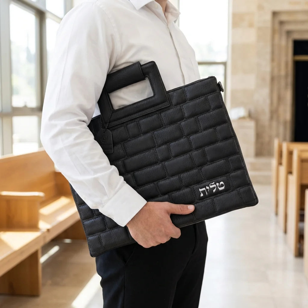 PU Leathere Fabric Talit & Tefilin Set 38*31 cm - Black