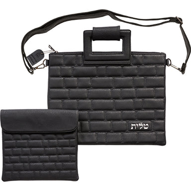 PU Leathere Fabric Talit & Tefilin Set 38*31 cm - Black