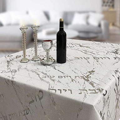Elegant Fabric Tablecloth 140*350 cm "Silver Marble"