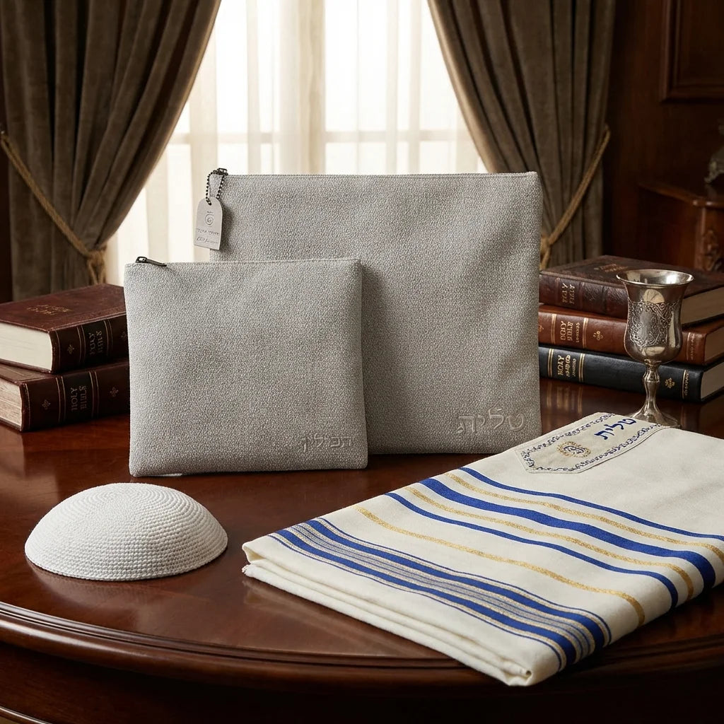Leatherette Tallit - Tefillin Set 36*29 cm