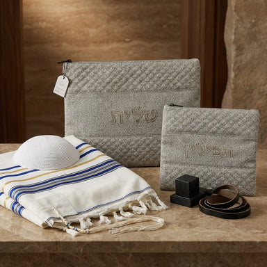 Leatherette Tallit - Tefillin Set 36*29 cm