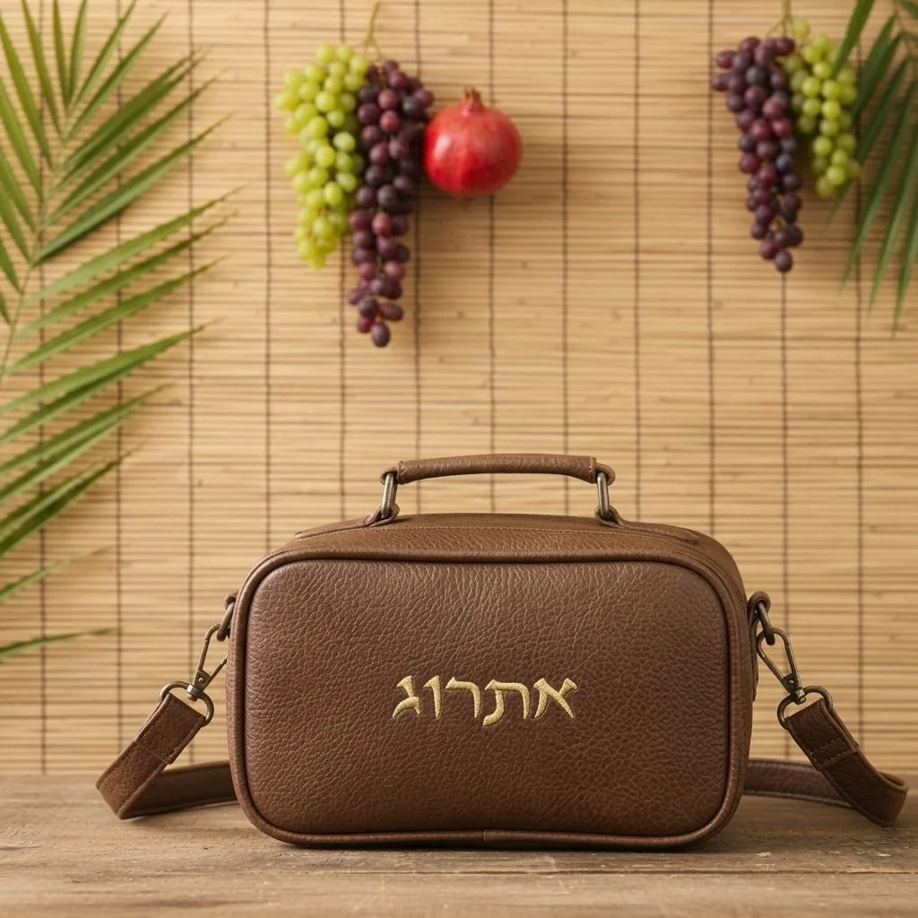 Leatherette Etrog Box 19*11 cm- Dark Brown