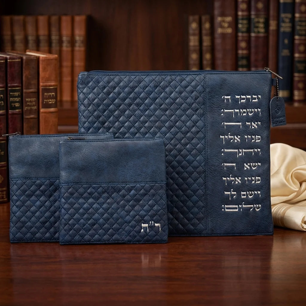Leatherette Tallit - Tefillin Set 40*34 cm