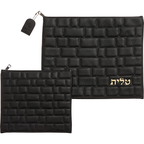 Leatherette Tallit - Tefillin Set 36*29 cm with Embossed Logo