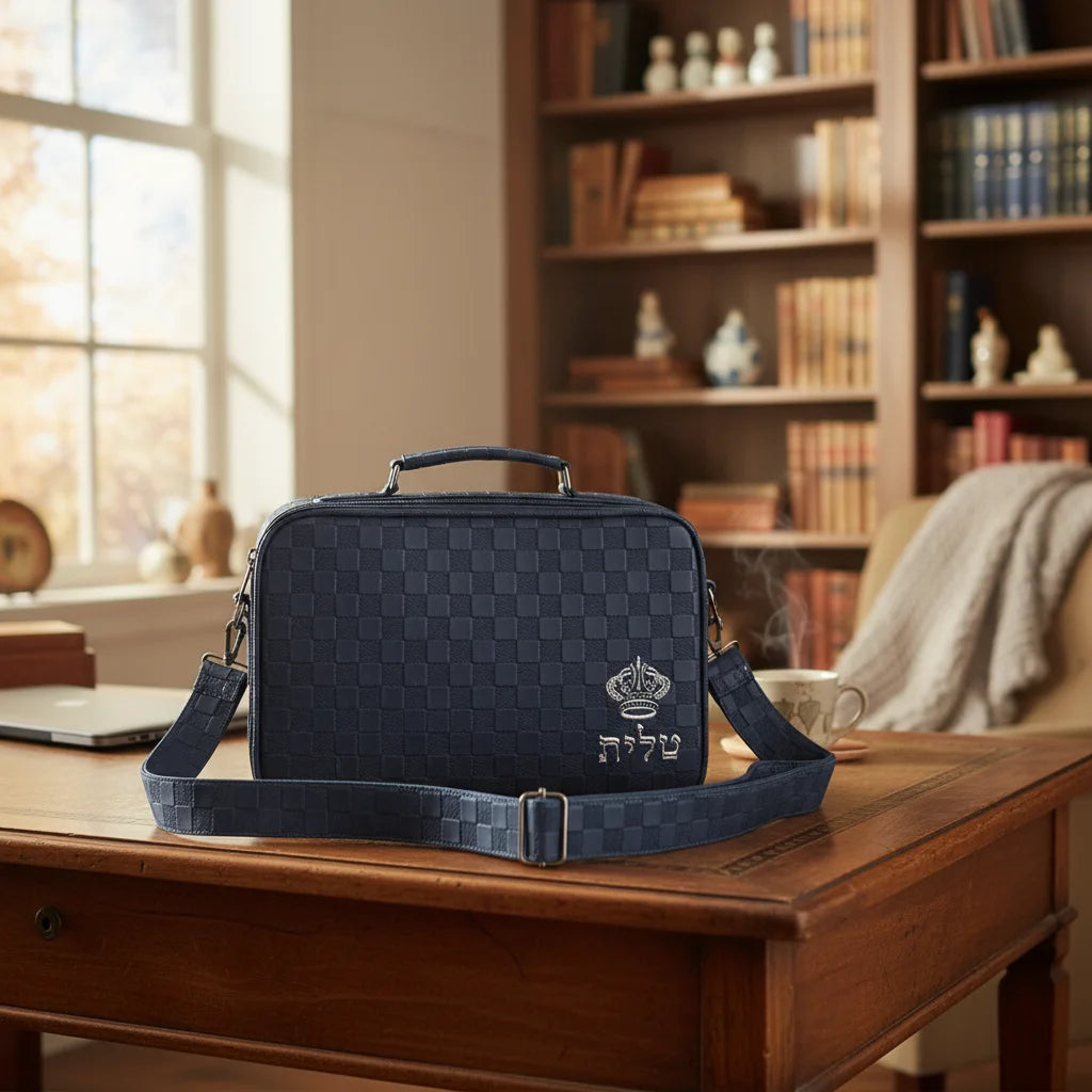 Leatherette Talis Bag "Crown" 23*36 cm - Dark Blue
