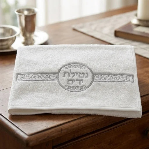 Pair of White Hand Towels 72*34 cm with Embroidery
