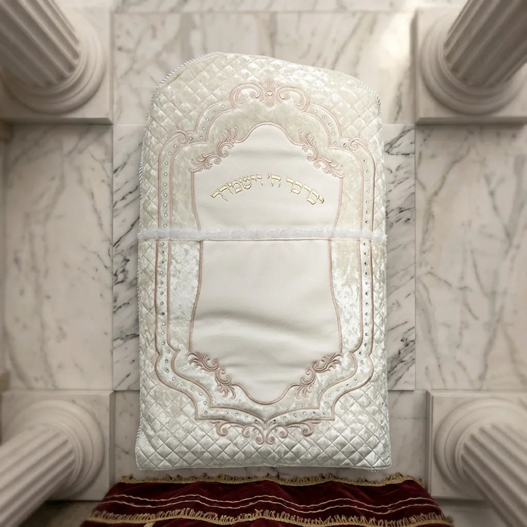 Leatherette Brit Pillow with Bold Embroidery 70x45 cm