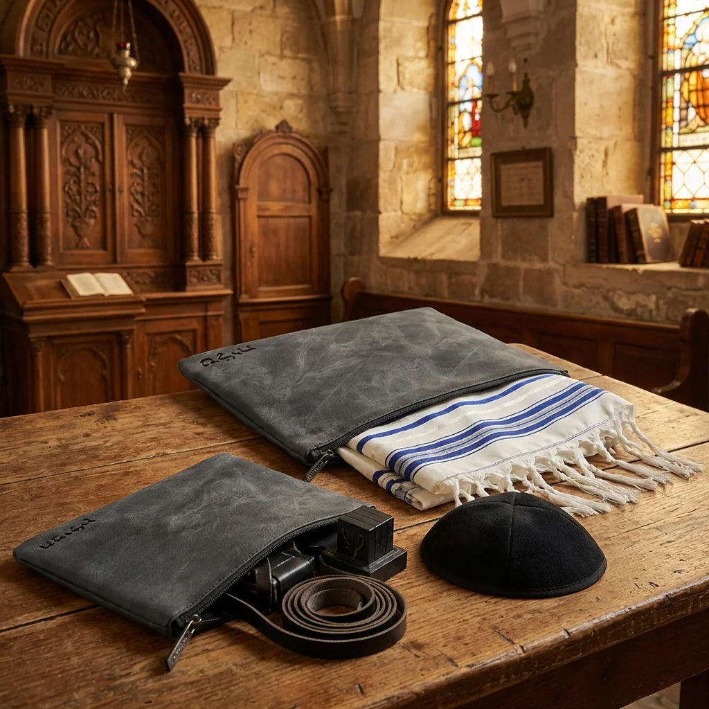 Leatherette Talit - Tefilin Set 36*29 cm with Embroidery