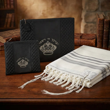 Leatherette Tallit - Tefillin Set 36*29 cm