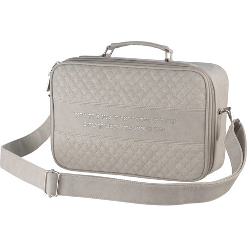 Leatherette Talit 23*36 cm with Handle- Black with Embossed Letters
