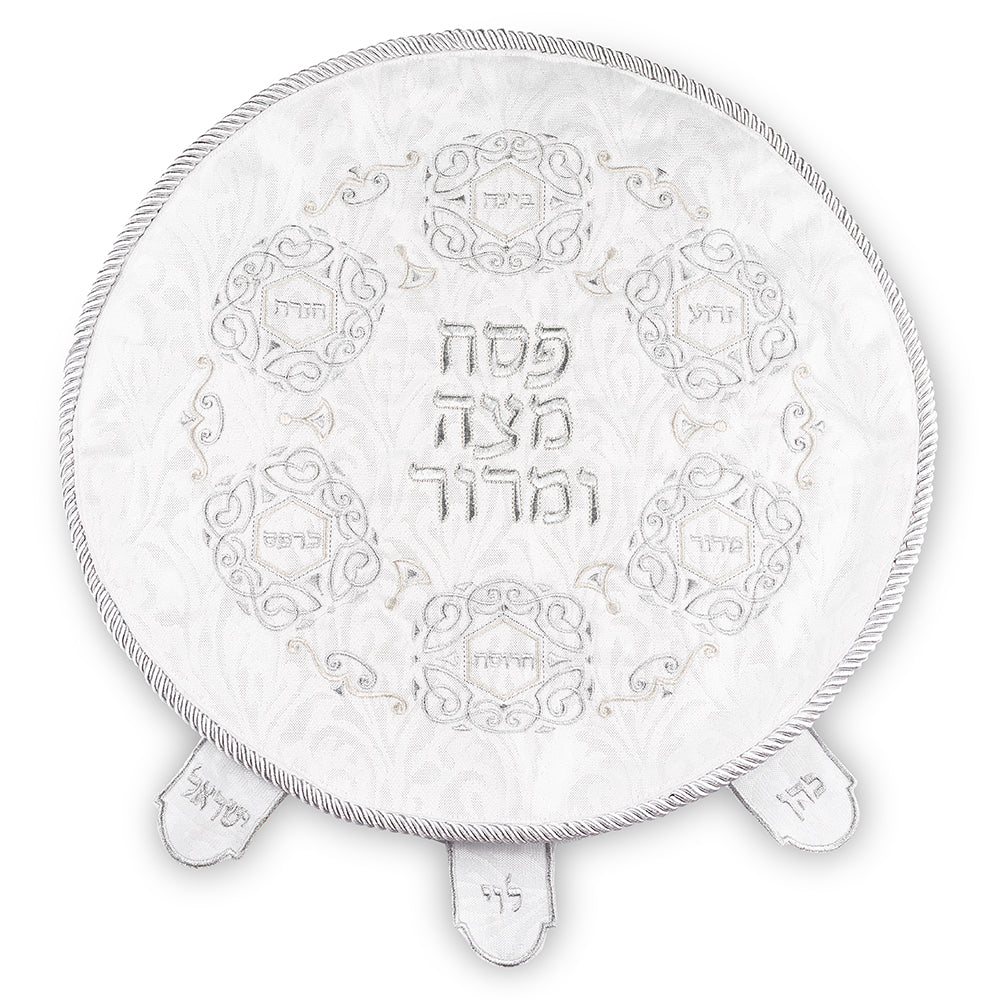 Brockett Passover Cover 45 cm, with Embroidery - Silver