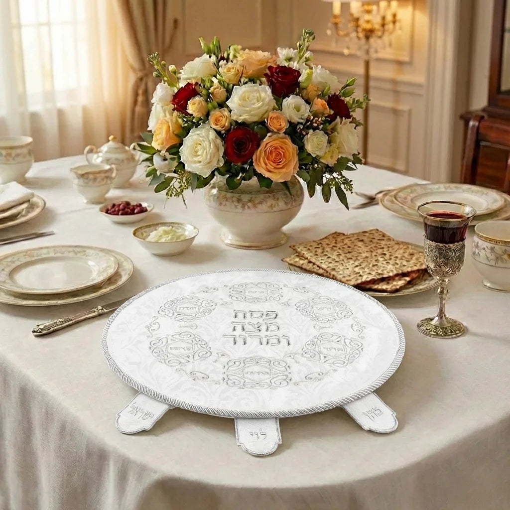 Brockett Passover Cover 45 cm, with Embroidery - Silver