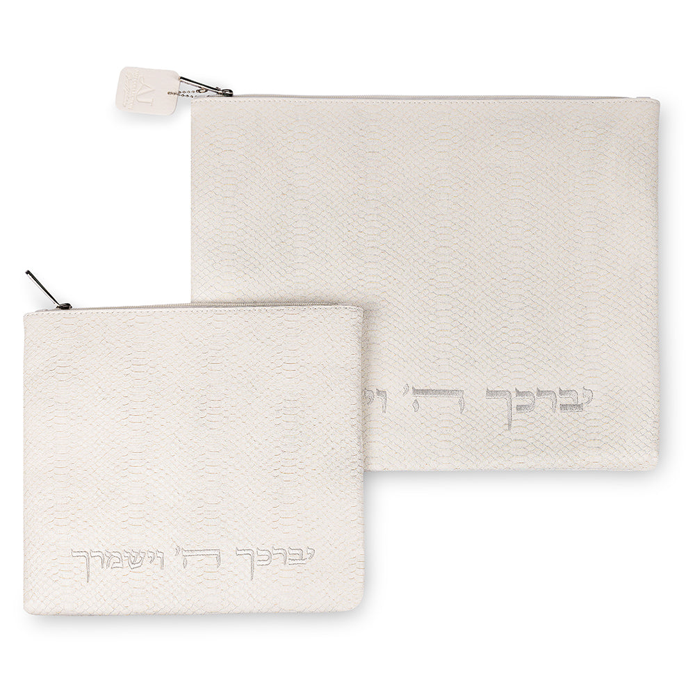 Black Leatherette Tallit - Tefillin Set 39*31 cm with Embroidery