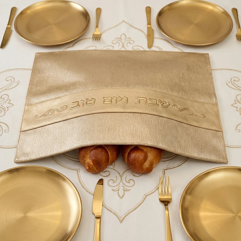 Faux Leather Challah Cover 54*45cm - Gold