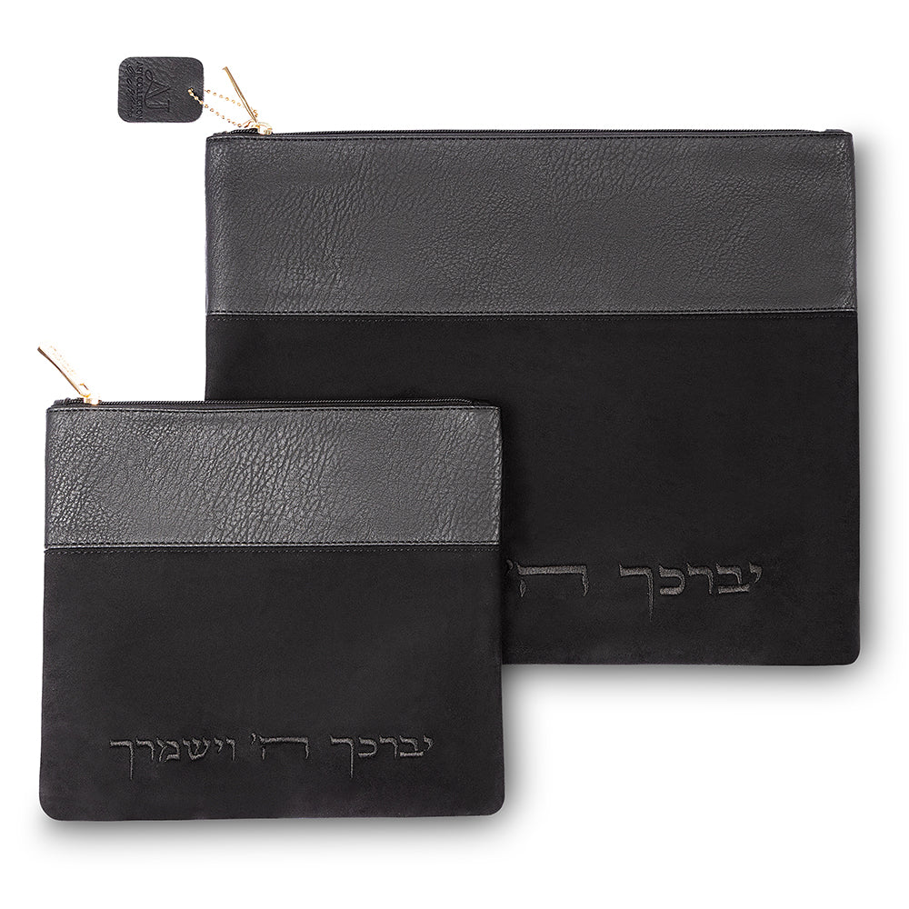 Leatherette Tallit - Tefillin Set 36*30 cm - Black
