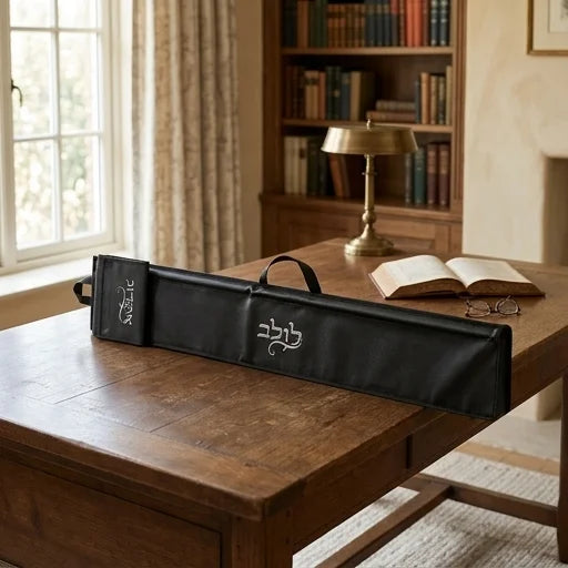 Black Faux Leather Pouch for LULAV & ETROG 116x19 cm