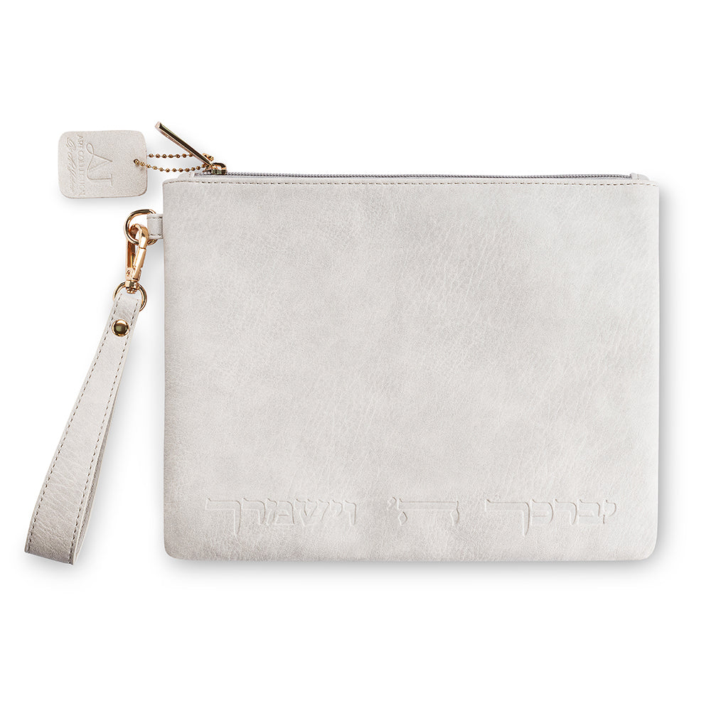 Leatherette Tefillin Bag 26.5*20.5 cm with Stamped Letters- Concrete Color