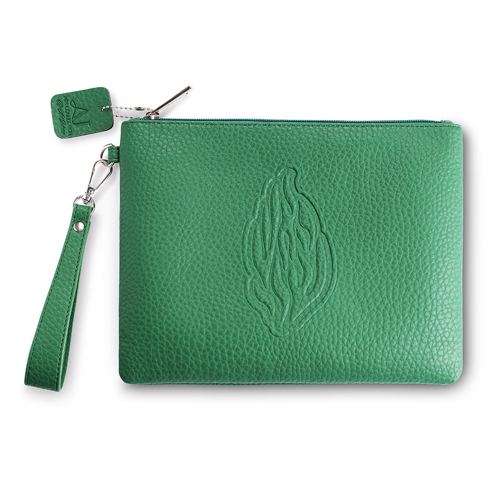 Leatherette Tefillin Bag 26.5*20.5 cm with Stamped Letters- Green