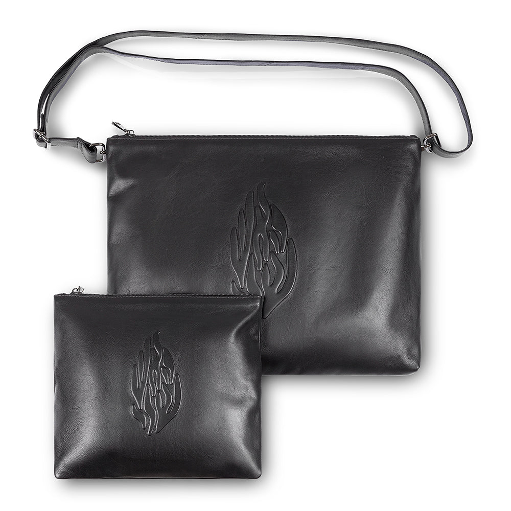 Leather Tallit & Tefillin Set 29x38 cm - Black